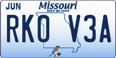 MO license plate RK0V3A