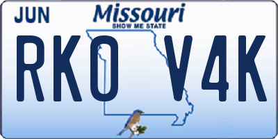 MO license plate RK0V4K
