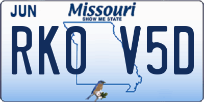 MO license plate RK0V5D
