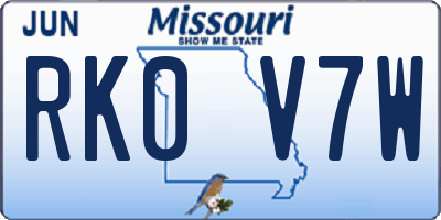 MO license plate RK0V7W