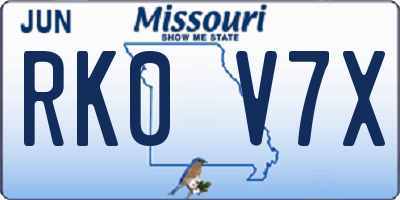 MO license plate RK0V7X
