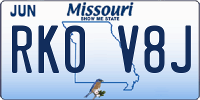 MO license plate RK0V8J