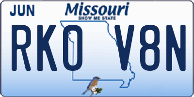 MO license plate RK0V8N