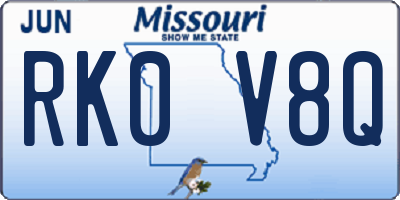 MO license plate RK0V8Q