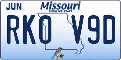 MO license plate RK0V9D