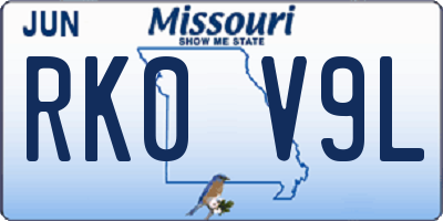 MO license plate RK0V9L