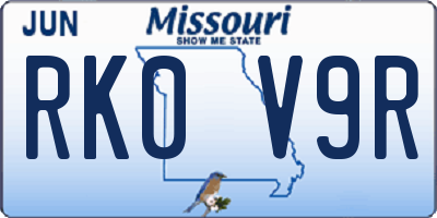MO license plate RK0V9R