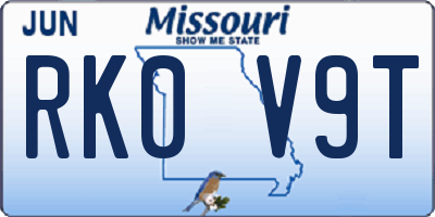 MO license plate RK0V9T