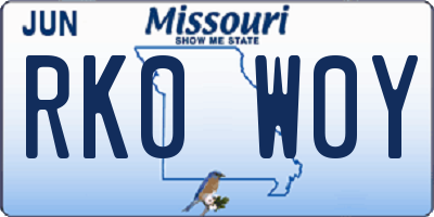 MO license plate RK0W0Y