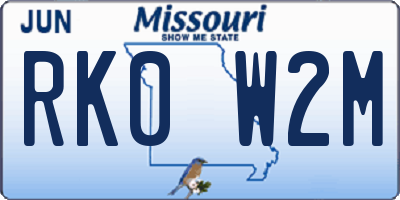 MO license plate RK0W2M