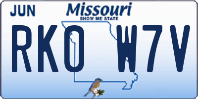 MO license plate RK0W7V
