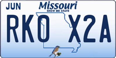 MO license plate RK0X2A
