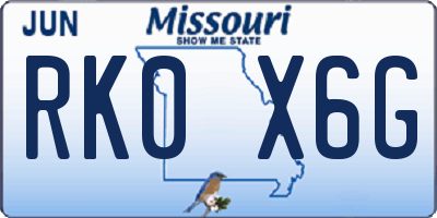 MO license plate RK0X6G