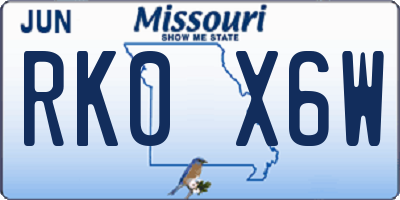 MO license plate RK0X6W
