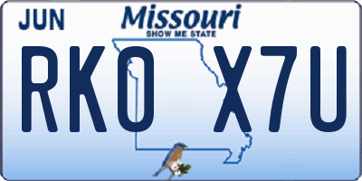 MO license plate RK0X7U