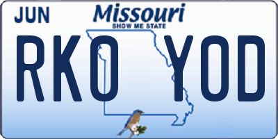 MO license plate RK0Y0D