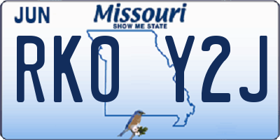 MO license plate RK0Y2J