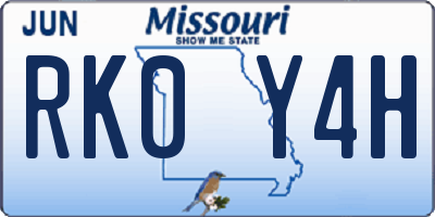 MO license plate RK0Y4H