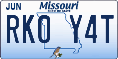MO license plate RK0Y4T