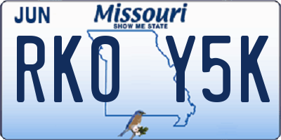 MO license plate RK0Y5K