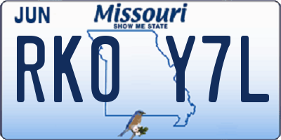 MO license plate RK0Y7L