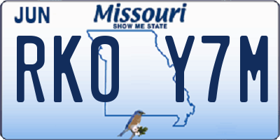 MO license plate RK0Y7M