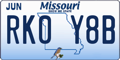 MO license plate RK0Y8B