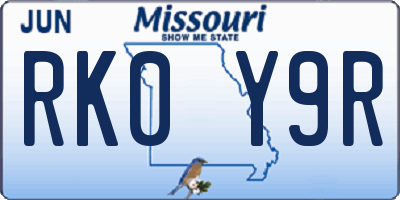 MO license plate RK0Y9R