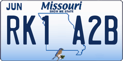 MO license plate RK1A2B