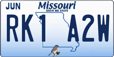MO license plate RK1A2W