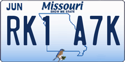 MO license plate RK1A7K