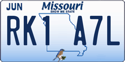 MO license plate RK1A7L