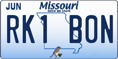 MO license plate RK1B0N