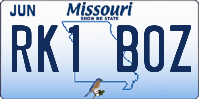 MO license plate RK1B0Z