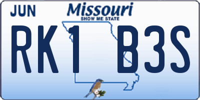 MO license plate RK1B3S