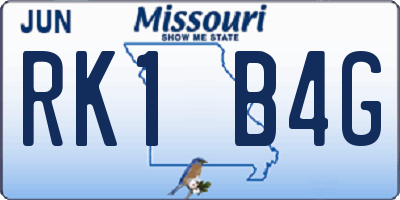 MO license plate RK1B4G