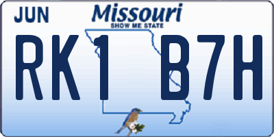 MO license plate RK1B7H