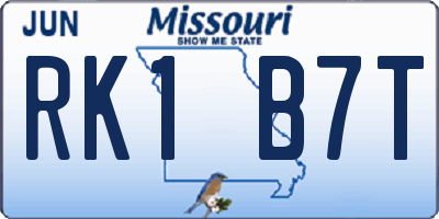 MO license plate RK1B7T