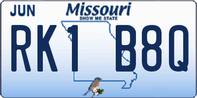 MO license plate RK1B8Q