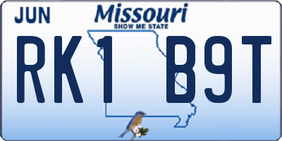 MO license plate RK1B9T