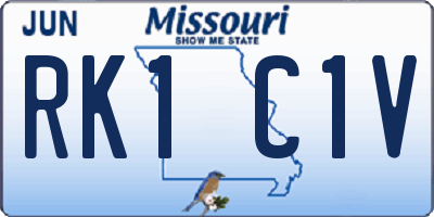 MO license plate RK1C1V