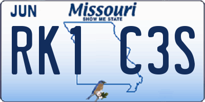 MO license plate RK1C3S