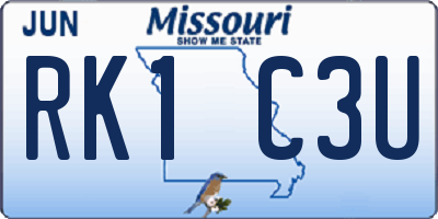 MO license plate RK1C3U