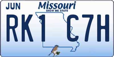 MO license plate RK1C7H