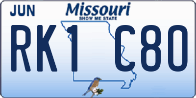 MO license plate RK1C8O