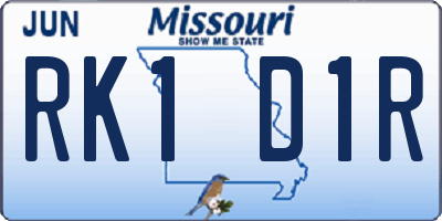 MO license plate RK1D1R