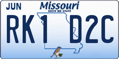 MO license plate RK1D2C