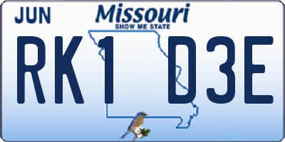 MO license plate RK1D3E