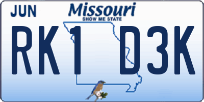 MO license plate RK1D3K
