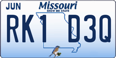 MO license plate RK1D3Q
